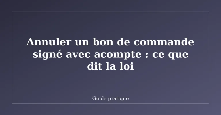 Annuler un bon de commande signé avec acompte : ce que dit la loi