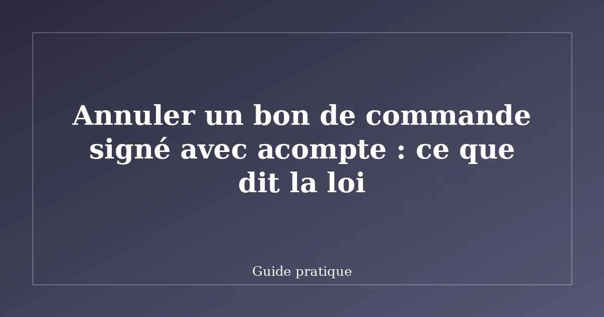 Annuler un bon de commande signé avec acompte : ce que dit la loi